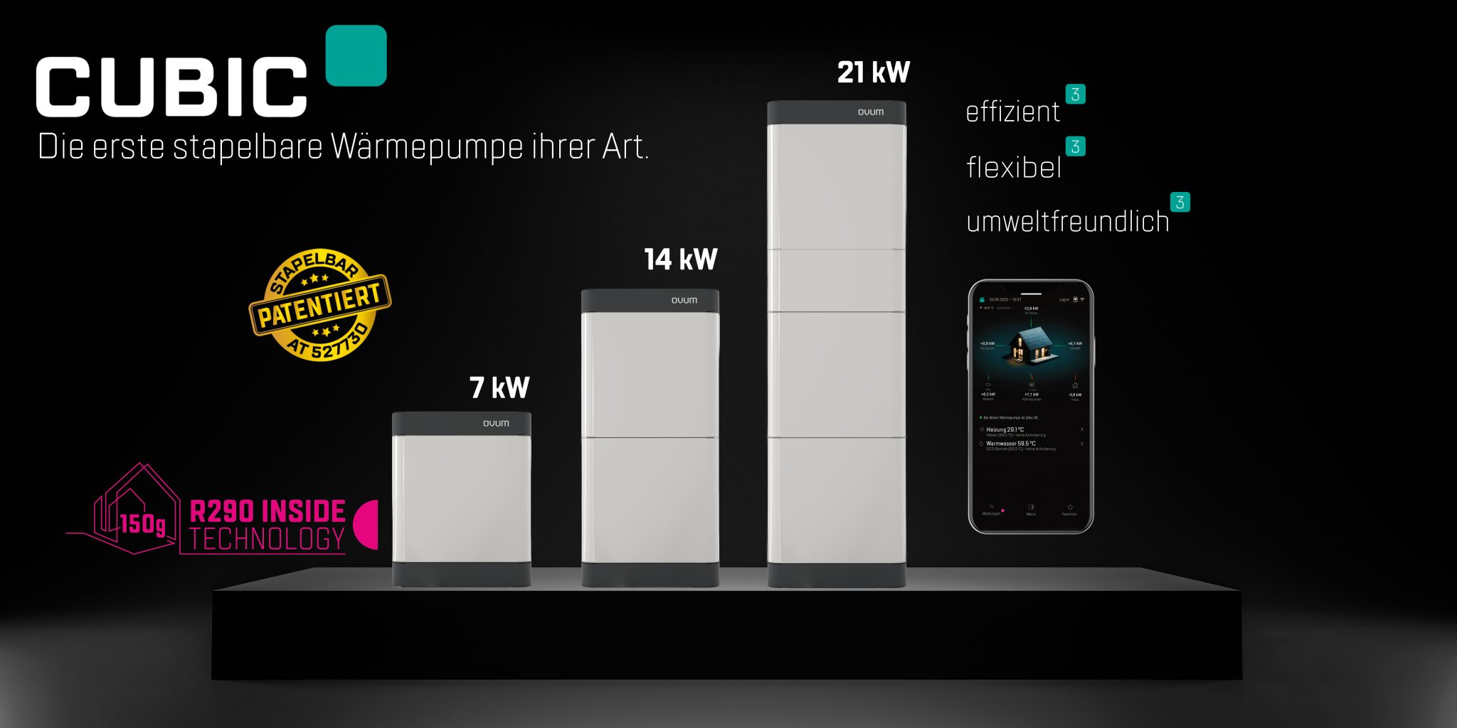 Tempries Paket Ovum Cubic Tower Set T21  Sole Wärmepumpe